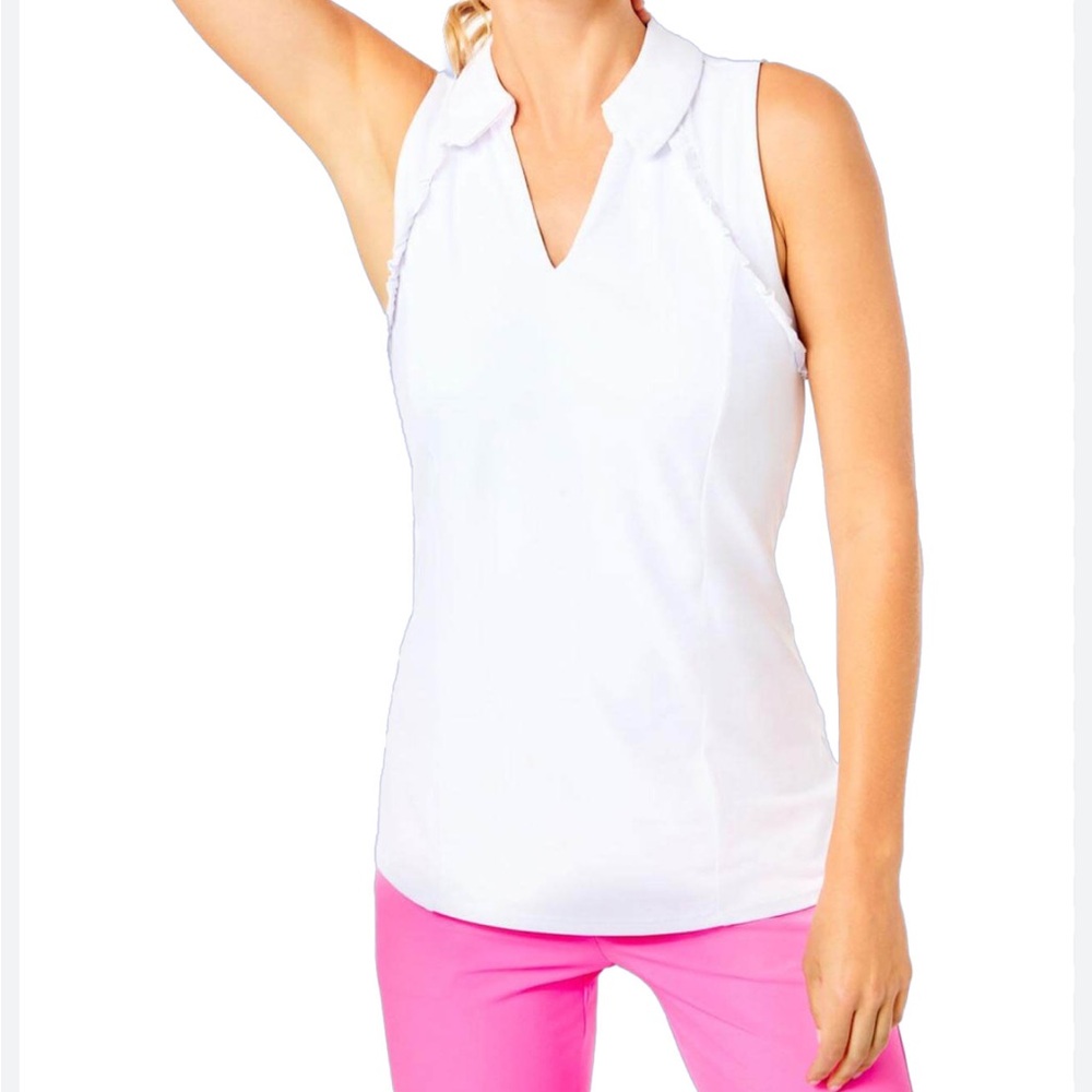 Lilly Pulitzer | UPF 50+ luxletic Martina polo top white
